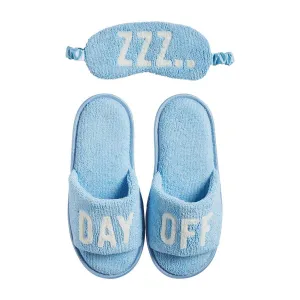 Mud Pie Slipper & Sleep Mask Set - Blue