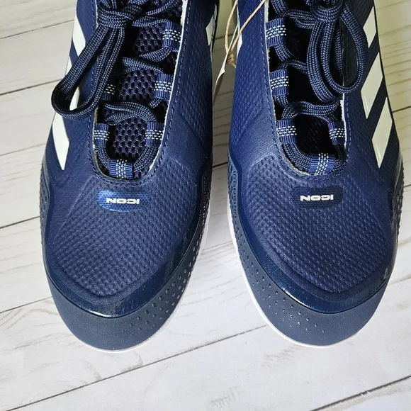 New Adidas Icon 7 Metal Baseball Cleats Mens US 13 UK 12.5 Navy Blue White