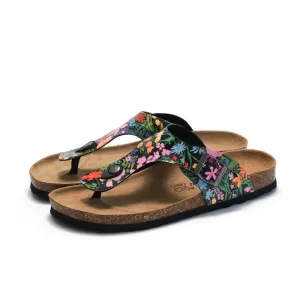 New Arrival Women’s Cork Slippers - Floral Design, Suitable for Beach and Outdoor Activities