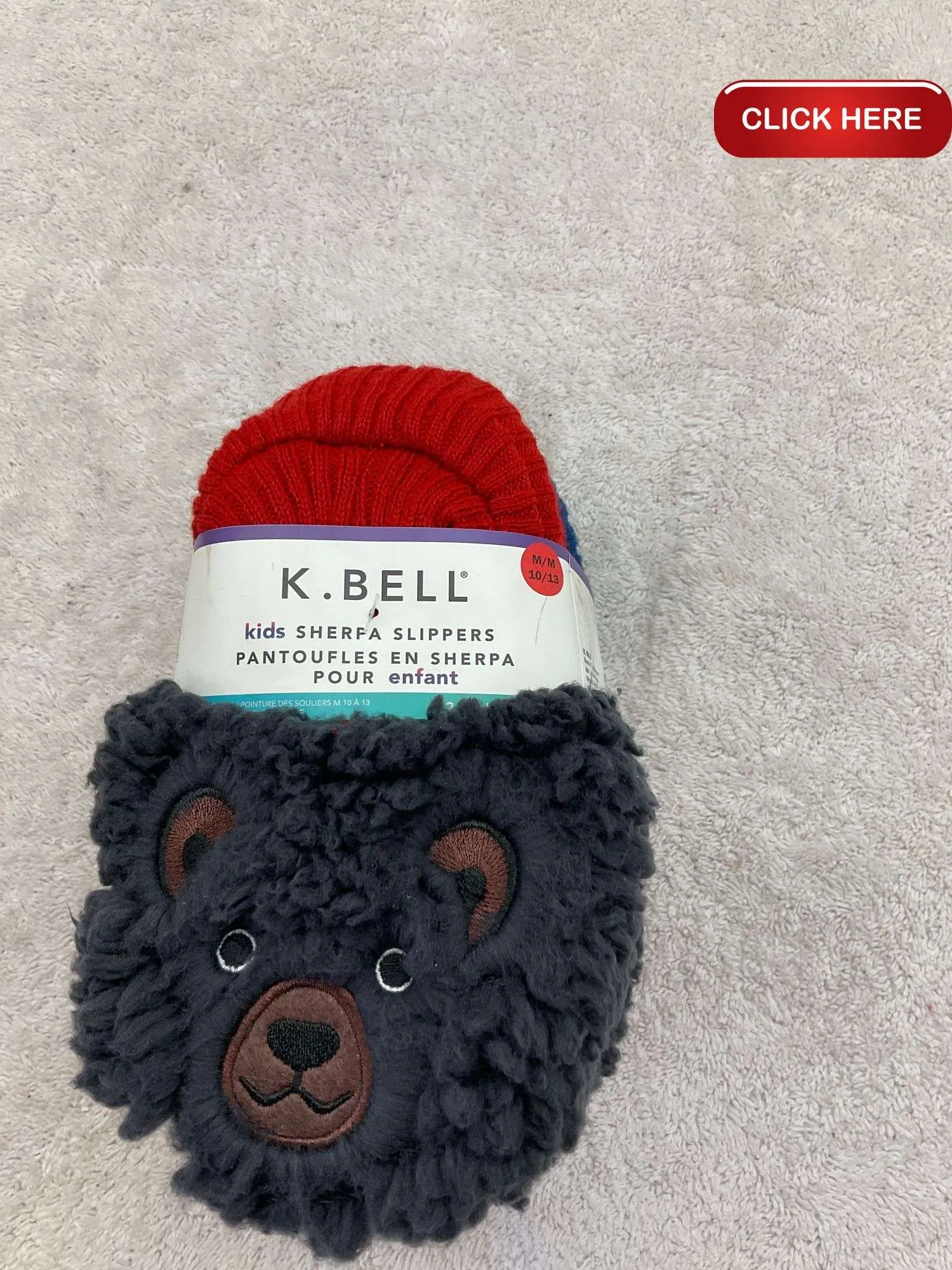 NEW K.Bell Kid's Sherpa Slippers | 2 Pack!! Includes Brown Monkey & Black Bear, Sz L Fits Kids Sz 13-4 (6-10 Years)