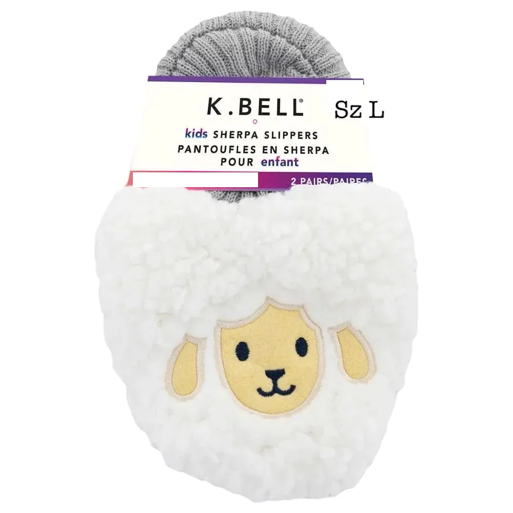 NEW K.Bell Kid's Sherpa Slippers | 2 Pack!! Includes Pink Rabbit & White Llama, Sz L Fits Kids Sz 13-4 (6-10 Year) Retails $15