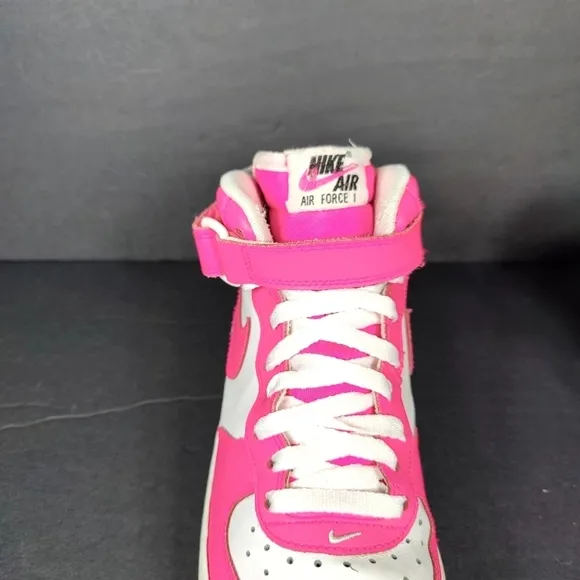 Nike Air Force 1 Mid White Hyper Pink Retro Sneaker Youth Shoe Size GS 6.5Y