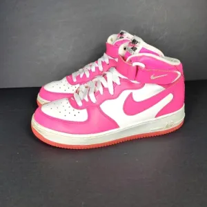 Nike Air Force 1 Mid White Hyper Pink Retro Sneaker Youth Shoe Size GS 6.5Y