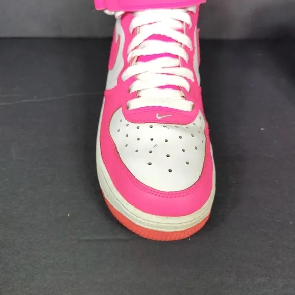 Nike Air Force 1 Mid White Hyper Pink Retro Sneaker Youth Shoe Size GS 6.5Y