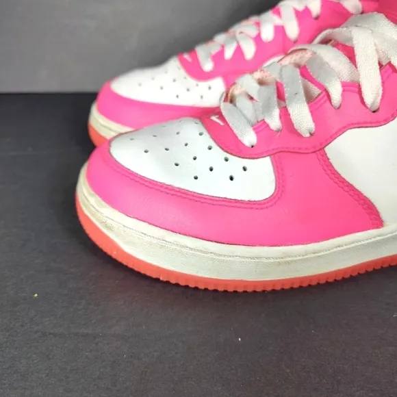 Nike Air Force 1 Mid White Hyper Pink Retro Sneaker Youth Shoe Size GS 6.5Y