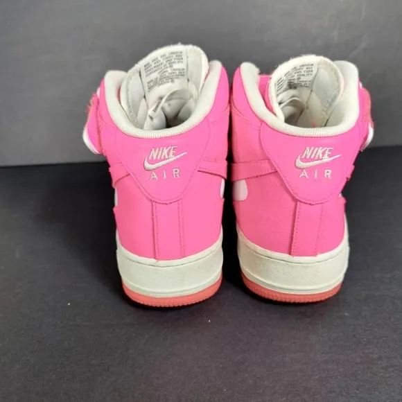 Nike Air Force 1 Mid White Hyper Pink Retro Sneaker Youth Shoe Size GS 6.5Y