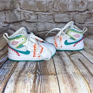 Nike Air Jordan 1 Mid SE TD Shoes Toddler SZ 5C White/teal/pink DM6220-100