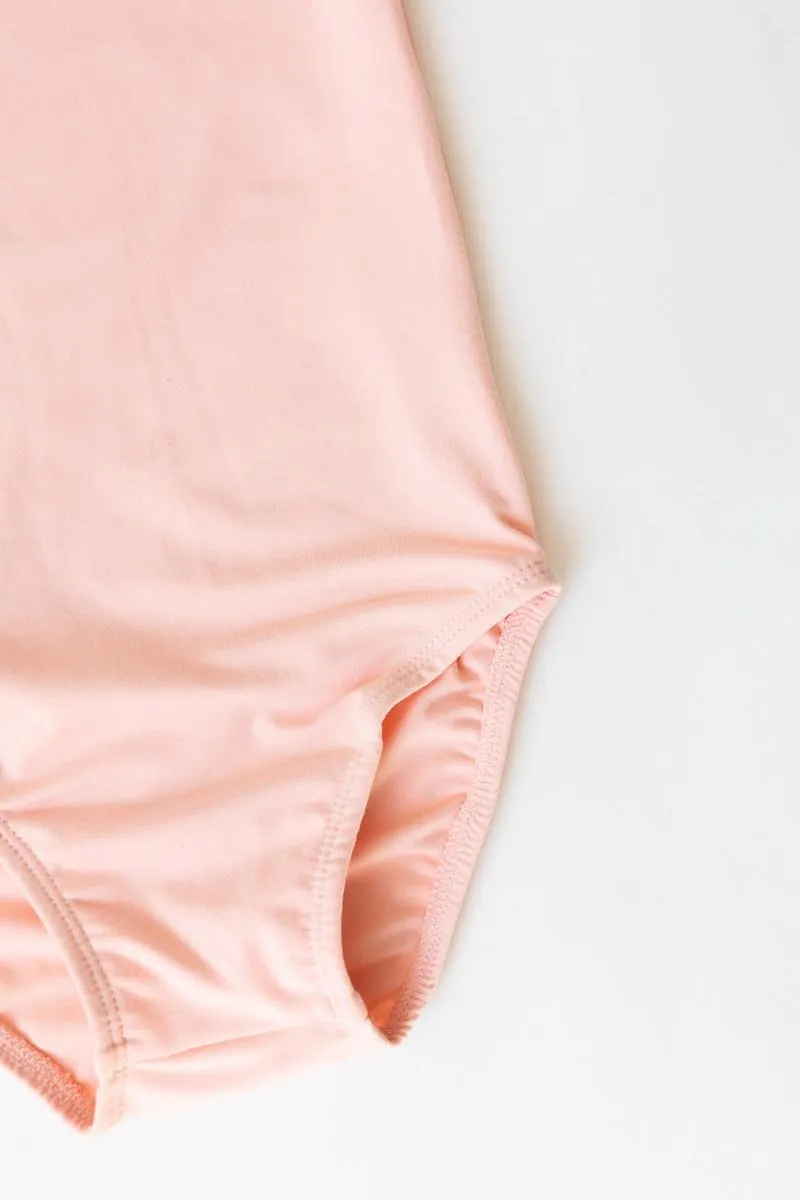 Peach S/S Flutter Sleeve Leotard