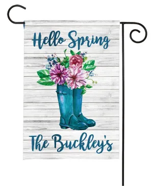 Personalized Garden Flag - Spring Rain Boots