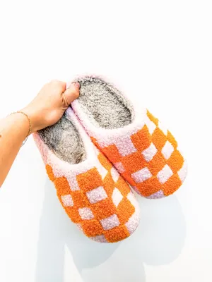 Pink & Orange Checkered Slippers