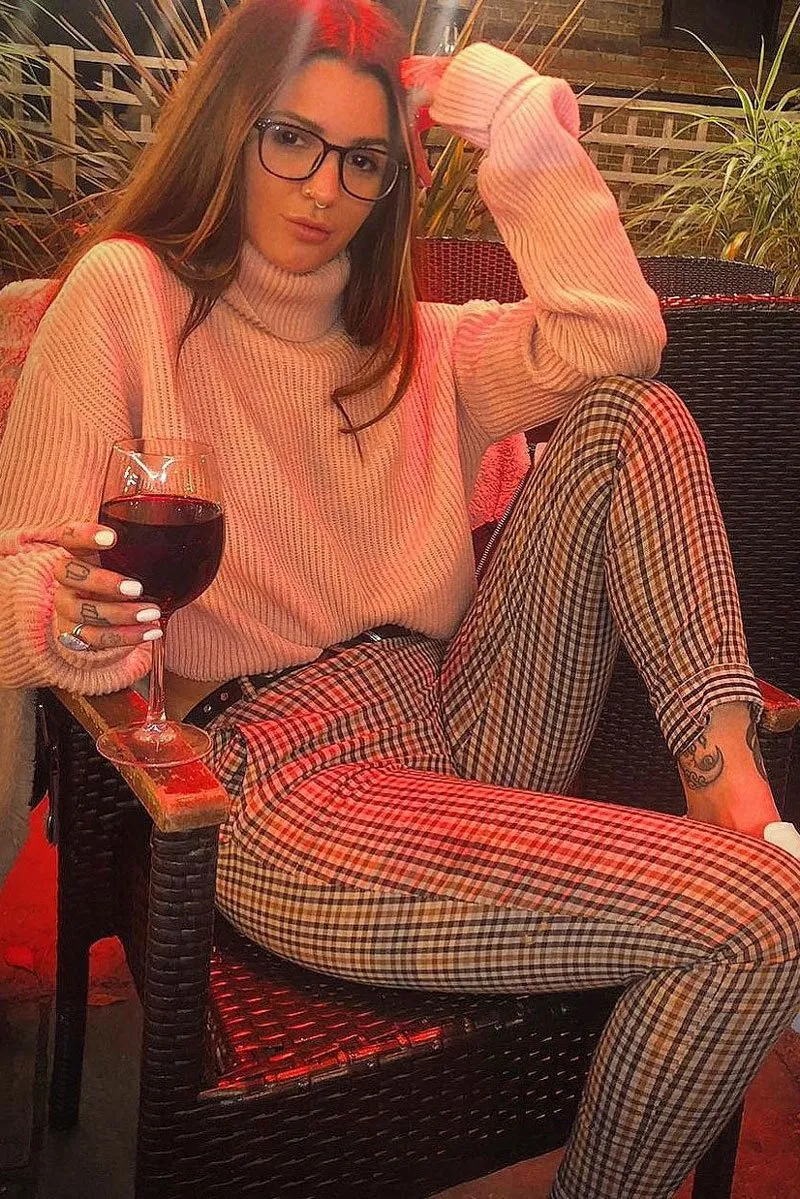 Pink Rib Knit Roll Neck Jumper - Brinna