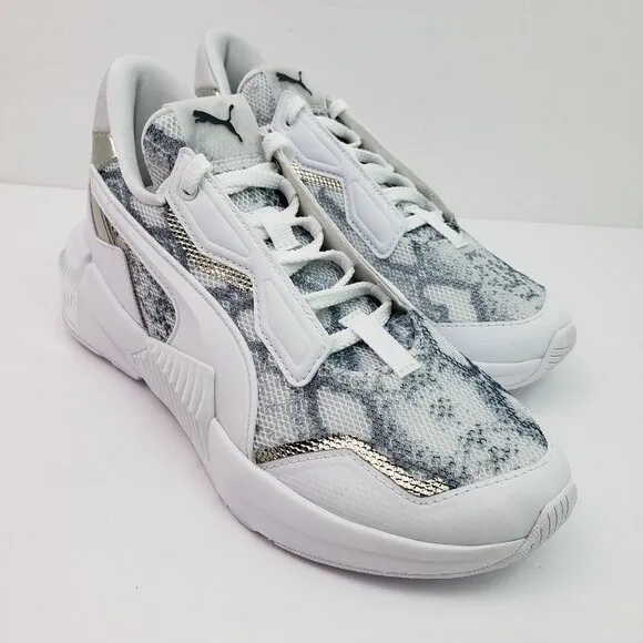 PUMA Provoke XT Untamed Mid Womens Size 5.5 White Silver Sneaker Shoes 194432-01