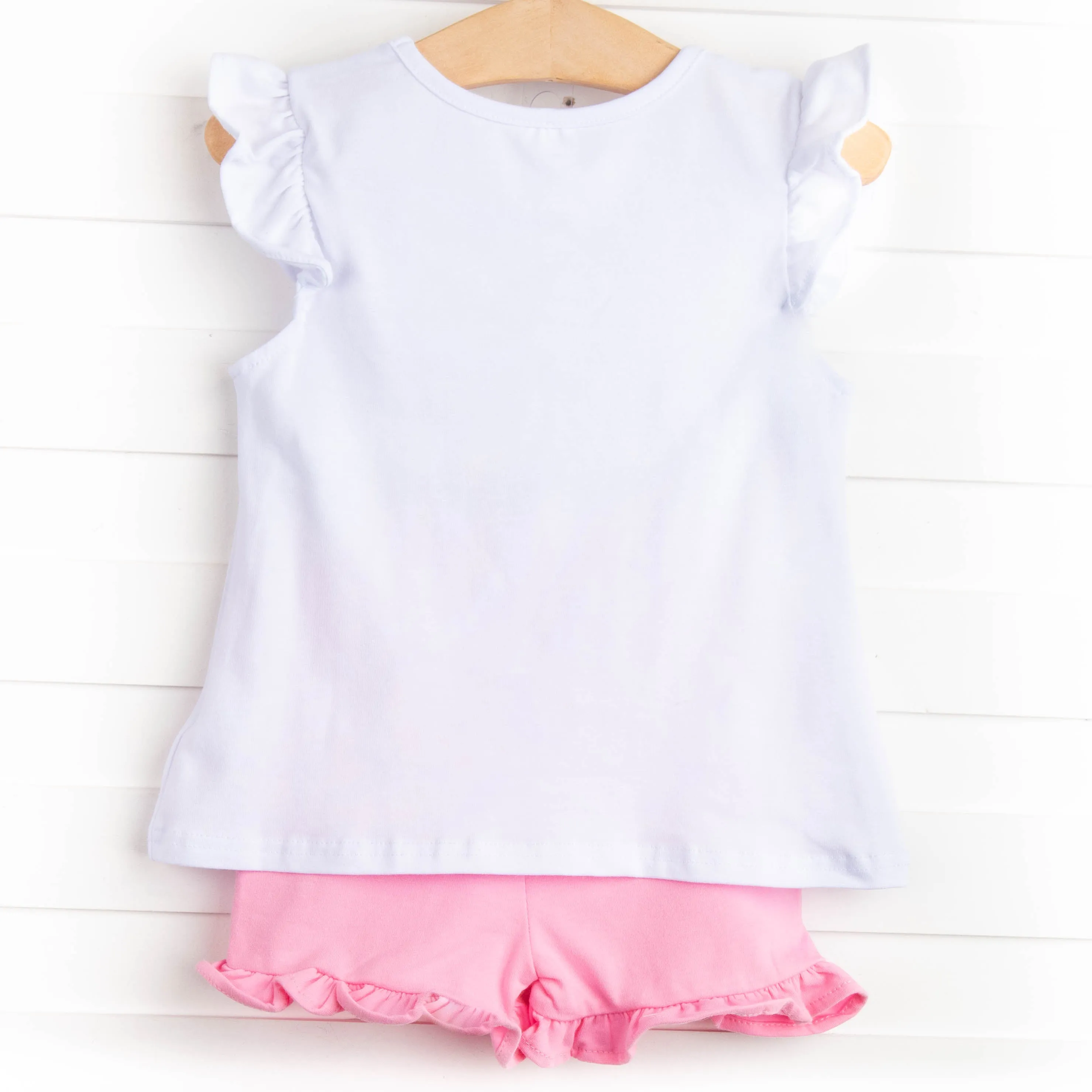 Rain Showers and Flowers Applique Short Set, Pink