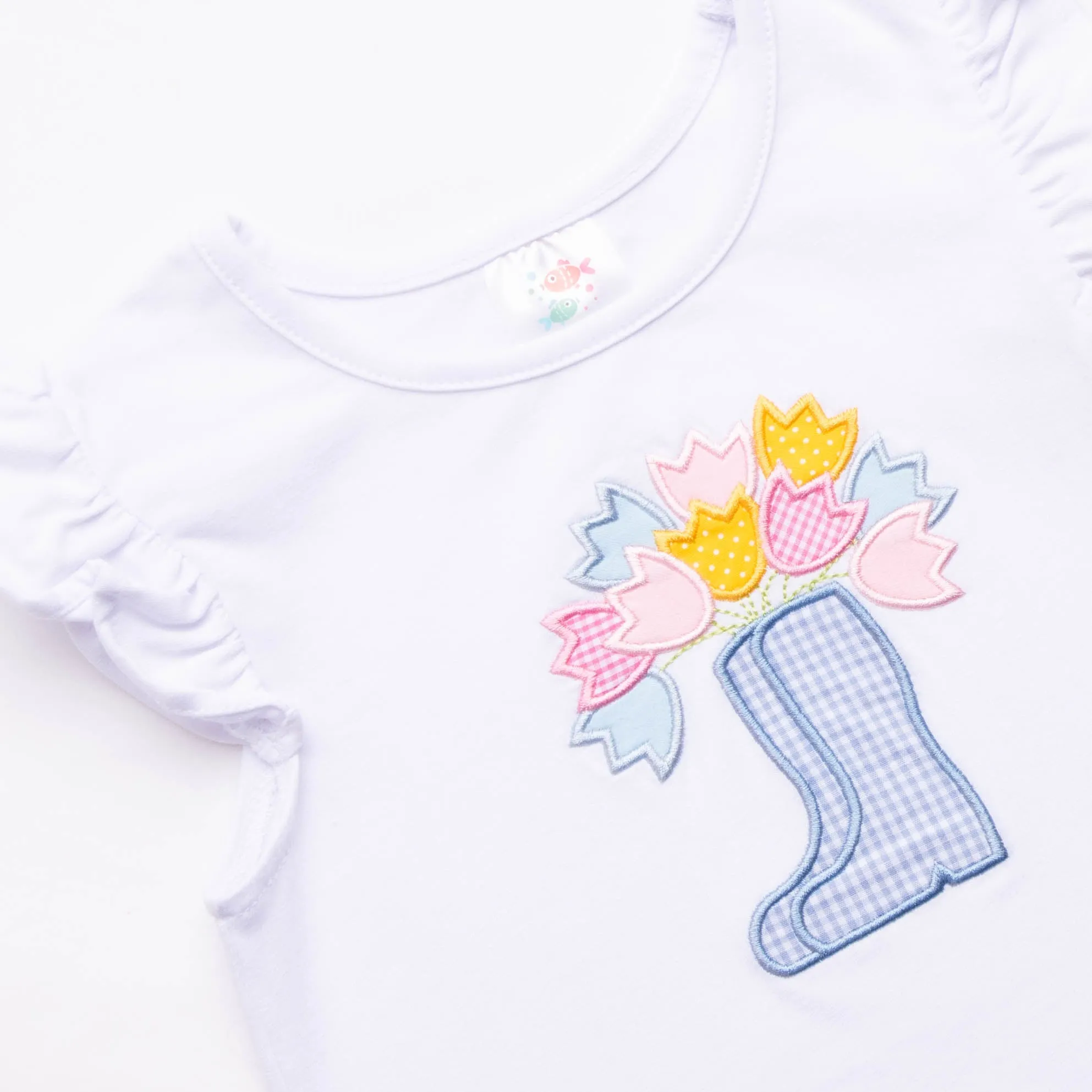 Rain Showers and Flowers Applique Short Set, Pink