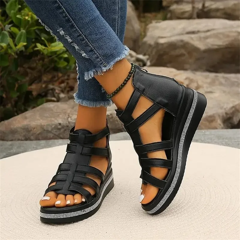 Rhinestone Wedge Sandals