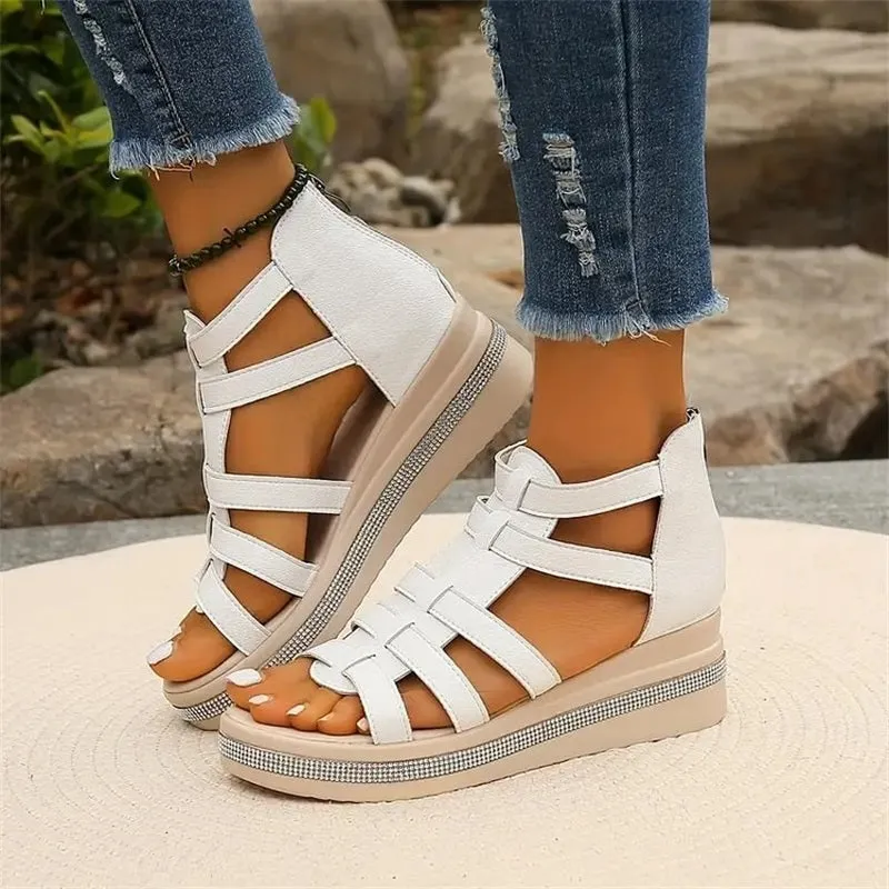 Rhinestone Wedge Sandals