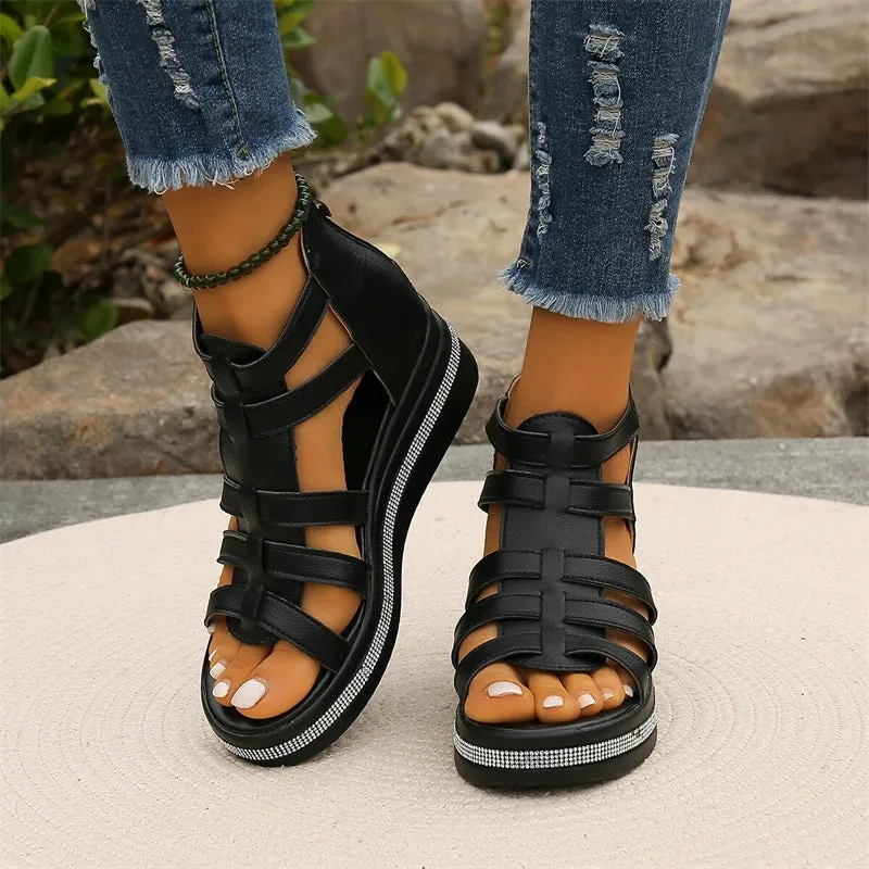 Rhinestone Wedge Sandals