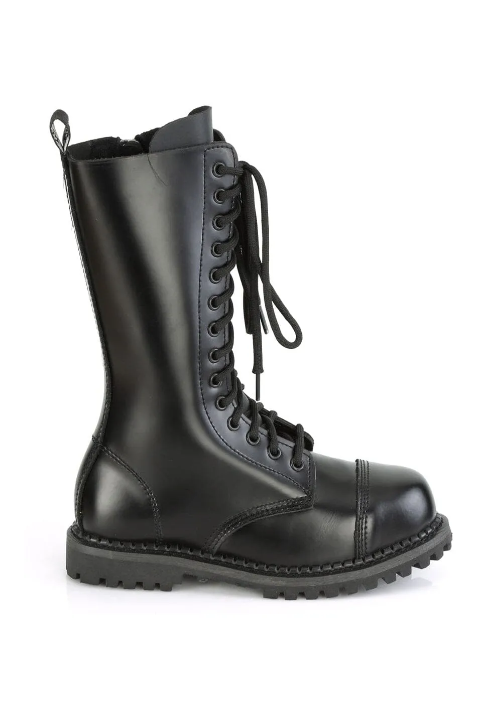 RIOT-14 Black Leather Knee Boot