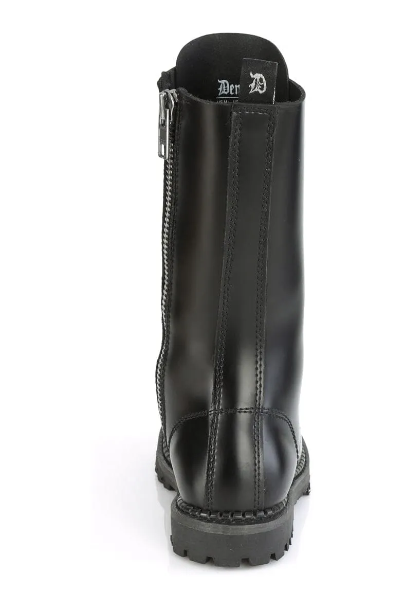 RIOT-14 Black Leather Knee Boot