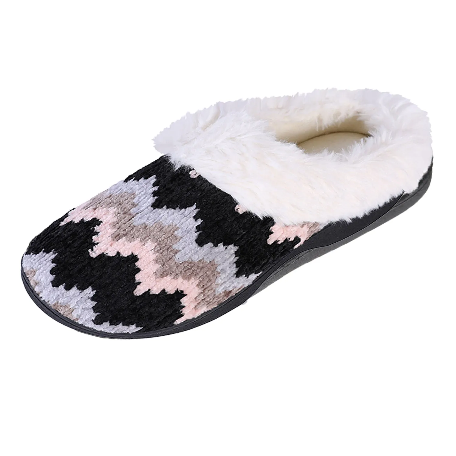 Roxoni Women's Cozy Memory Foam Slippers, Fuzzy Warm Faux Fur Lined, Indoor Outdoor Rubber Sole