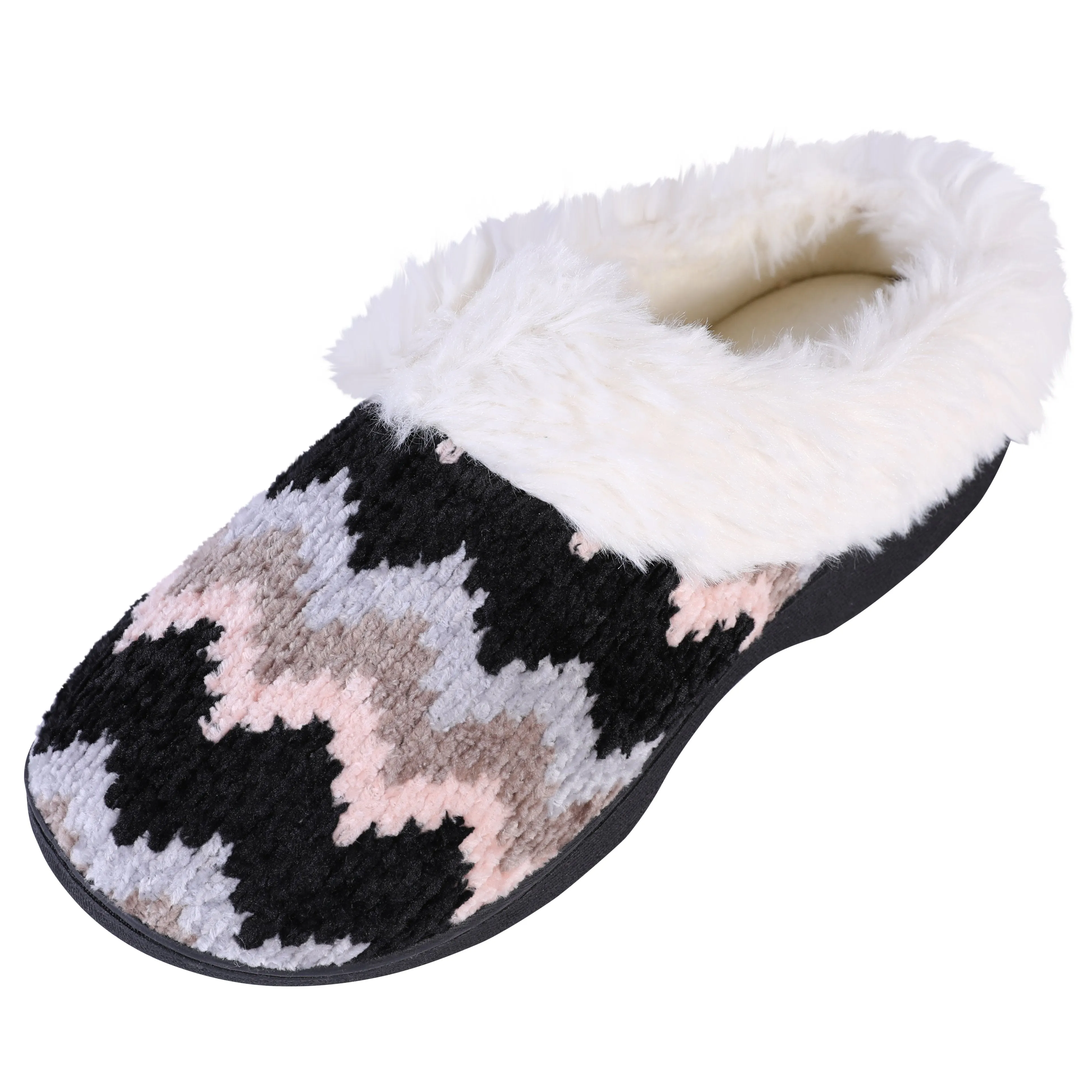 Roxoni Women's Cozy Memory Foam Slippers, Fuzzy Warm Faux Fur Lined, Indoor Outdoor Rubber Sole