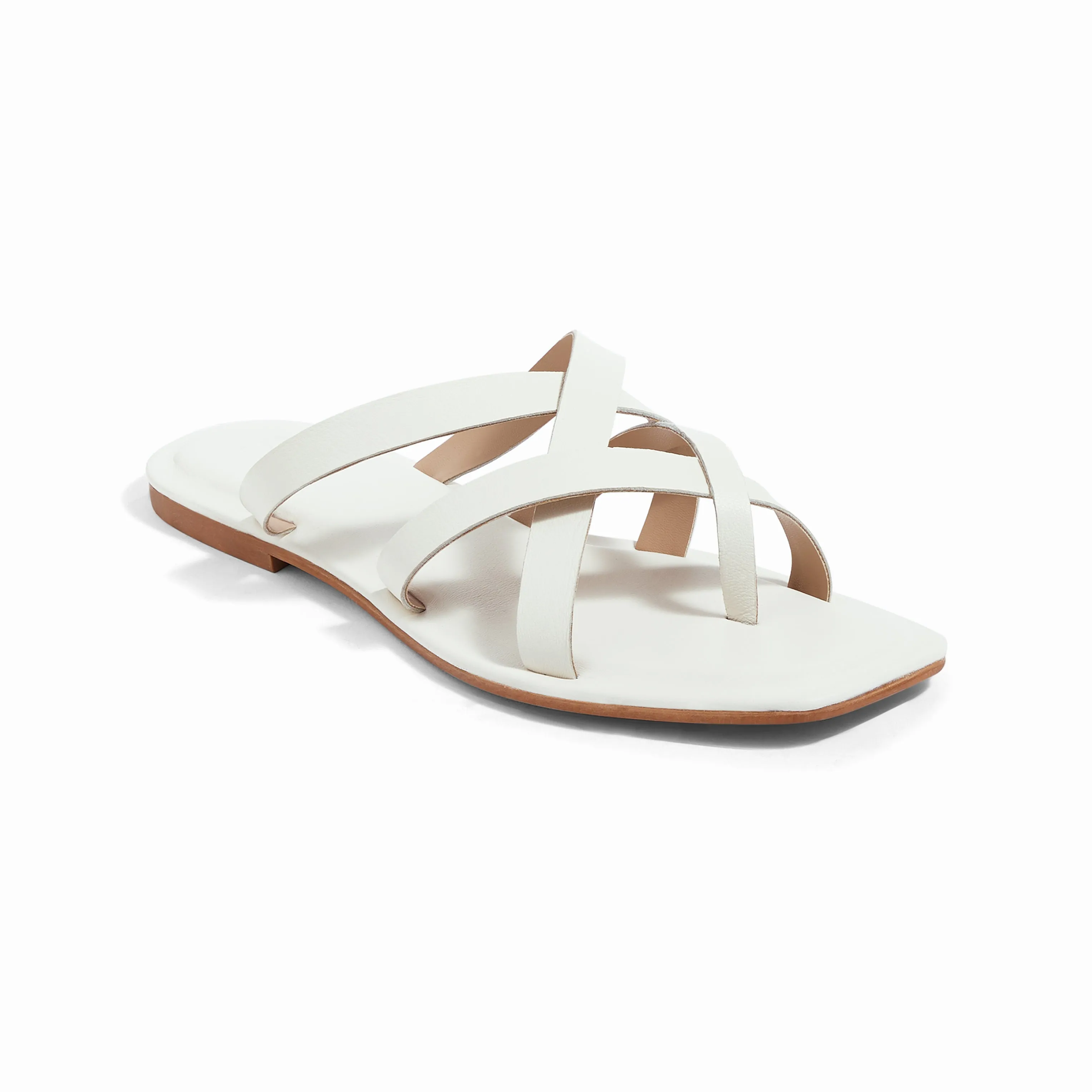 Salvadore Ivory Flat Sandals For Women