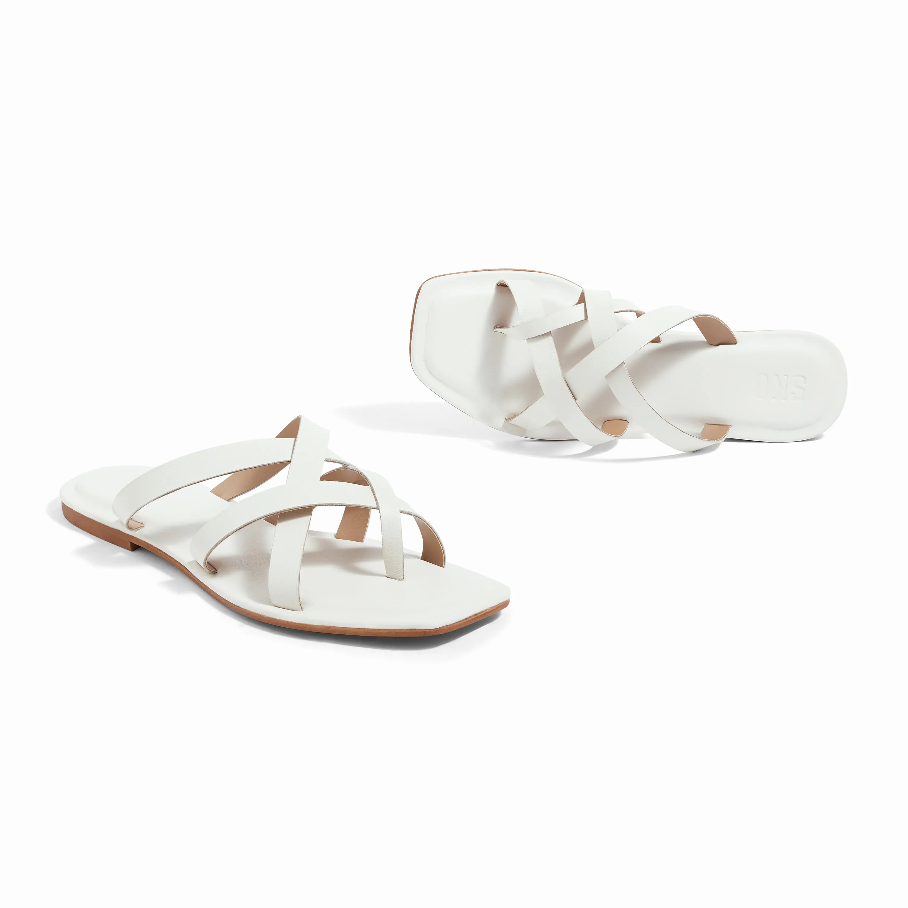 Salvadore Ivory Flat Sandals For Women