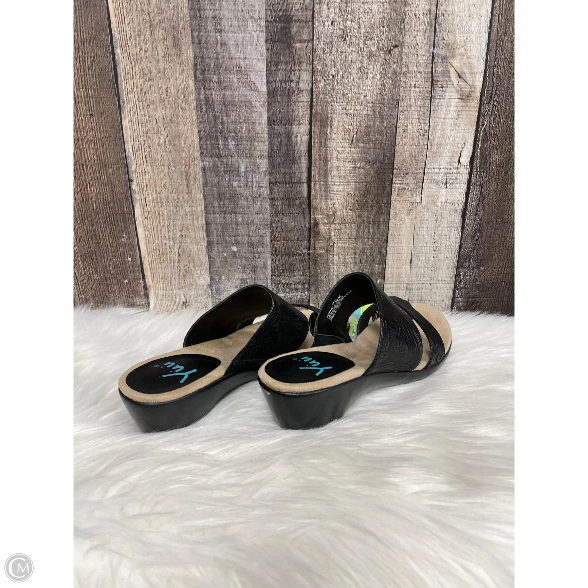 Sandals Heels Wedge By Yuu Collection In Black, Size: 7.5