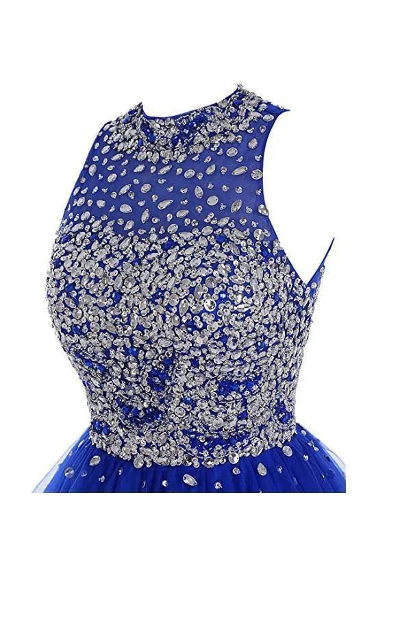 Short Tulle Beading Royal Blue Homecoming Dress Prom Gown  PG037