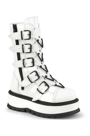 SLACKER-160 Knee Boot | White Patent