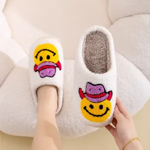 Smiley Face Cowboy Hat Slippers