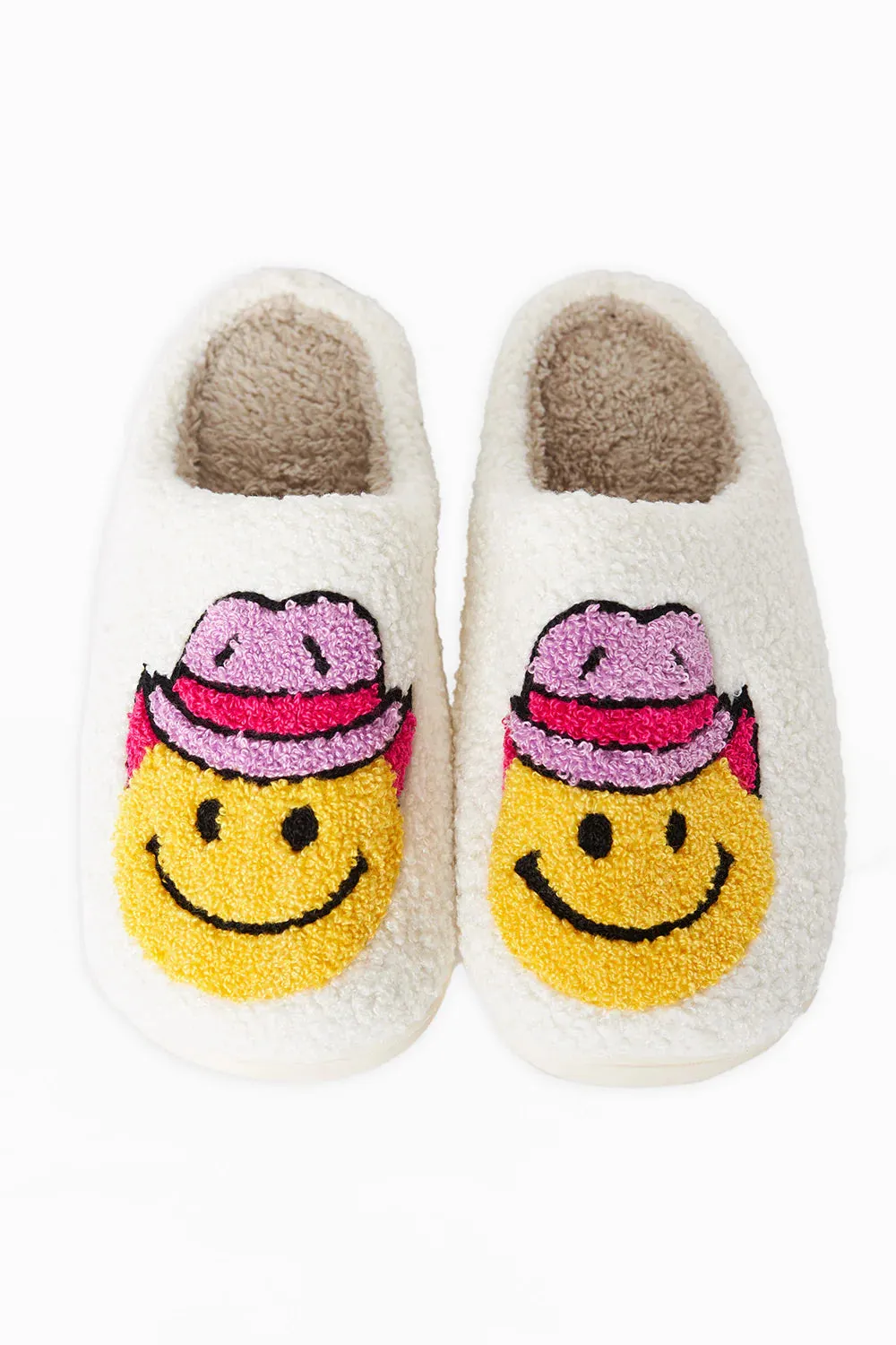 Smiley Face Cowboy Hat Slippers