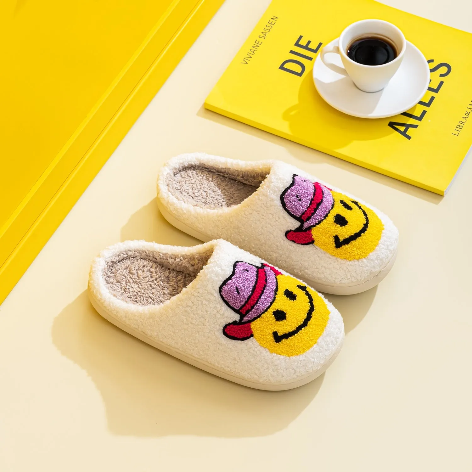 Smiley Face Cowboy Hat Slippers