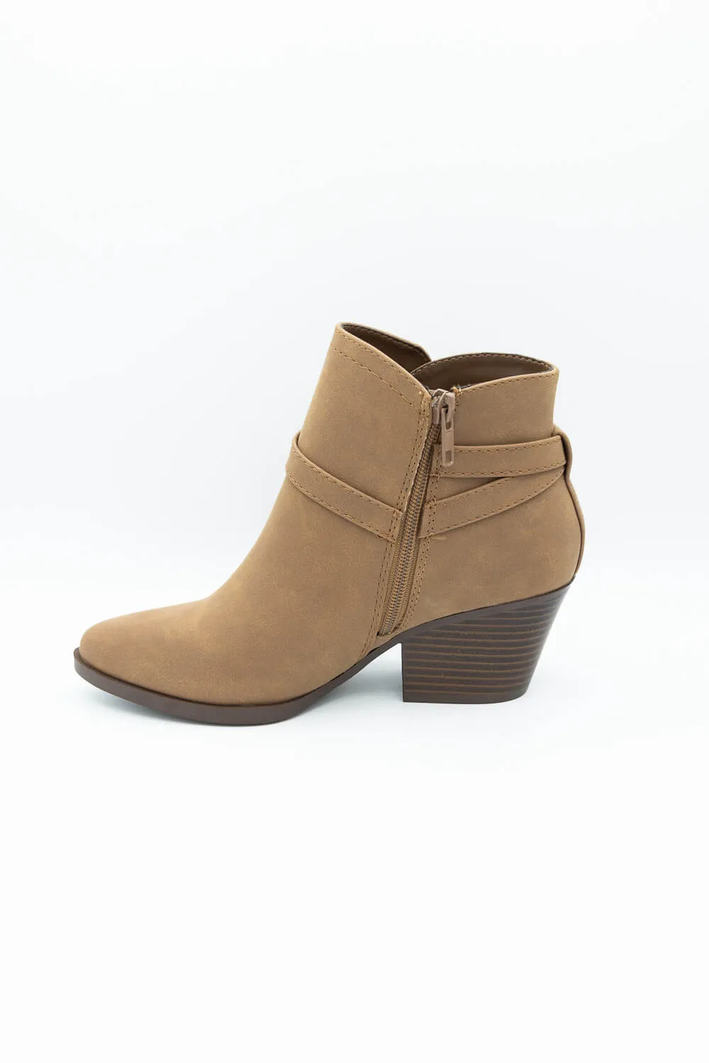 Soda Nadine Buckle Booties for Women in Mid Tan | NADINE-S MID TAN