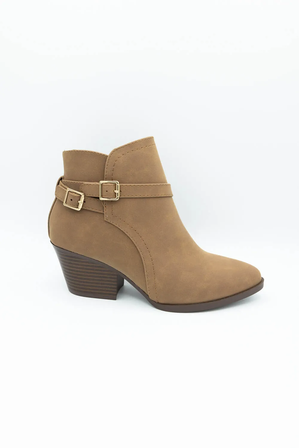 Soda Nadine Buckle Booties for Women in Mid Tan | NADINE-S MID TAN