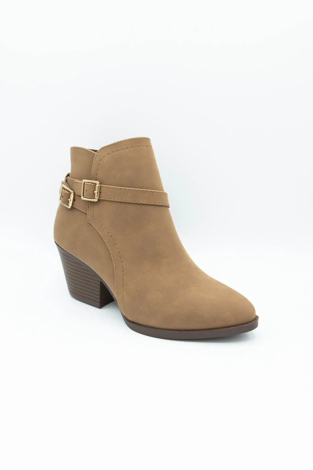 Soda Nadine Buckle Booties for Women in Mid Tan | NADINE-S MID TAN
