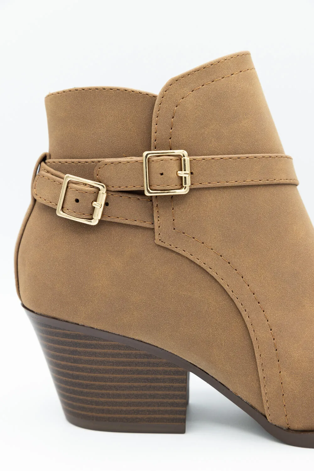 Soda Nadine Buckle Booties for Women in Mid Tan | NADINE-S MID TAN