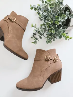 Soda Nadine Buckle Booties for Women in Mid Tan | NADINE-S MID TAN