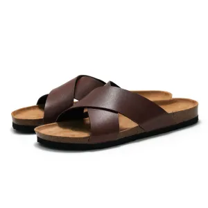 Soft Cork Beach Sandals for Men with Cross Straps - Summer New Trending Student Shoes