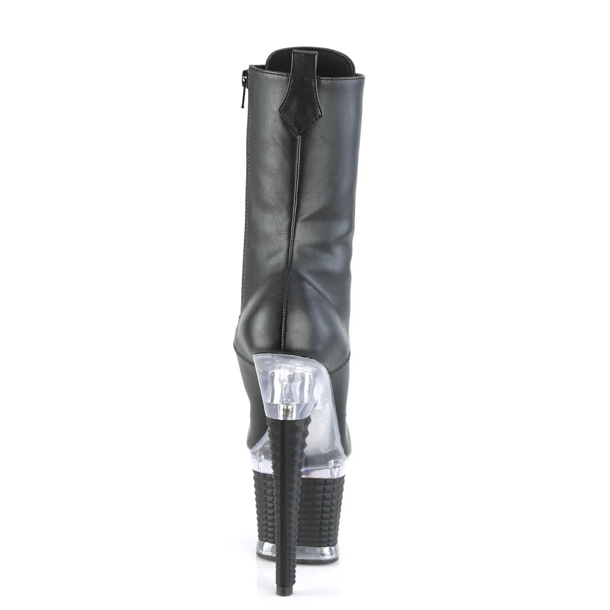 SPECTATOR-1040  Black Faux Leather/Clear-Black Matte