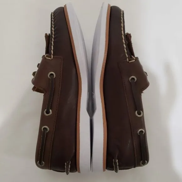 Sperry Top Sider x Brooks Brothers Boys SIZE 5 Kiltie Boat Shoes Brown STS24332