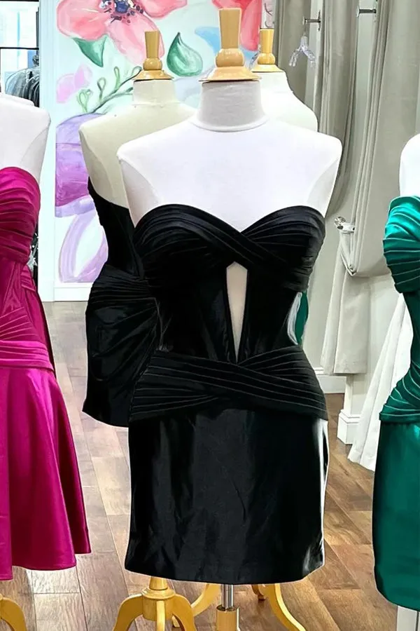 Strapless Keyhole Ruched Mini Homecoming Dress Graduation Dress HD0404