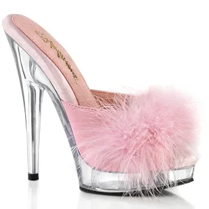 SULTRY-601F  Baby Pink Pu-Marabou Fur/Clear
