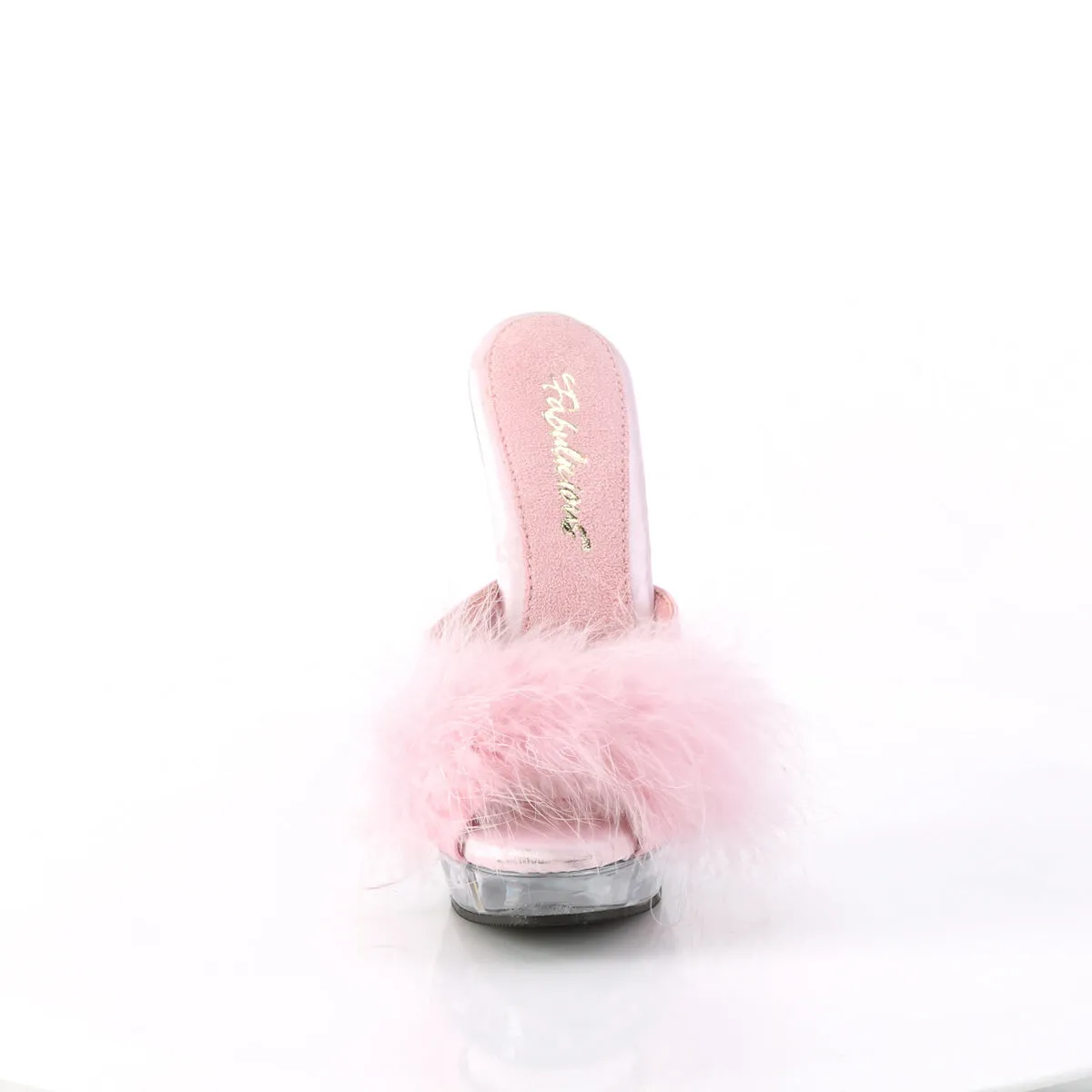 SULTRY-601F  Baby Pink Pu-Marabou Fur/Clear