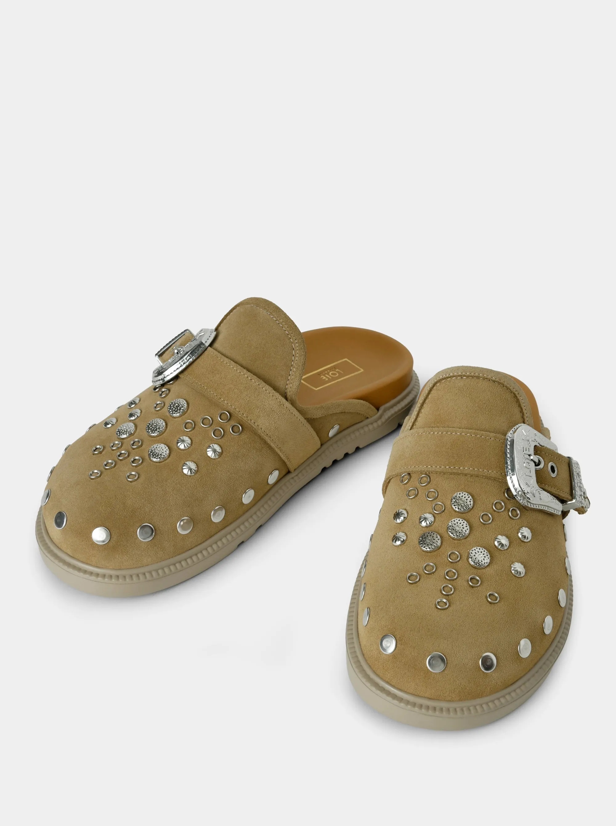 SUN CAMEL SUEDE MULES SLIPPERS