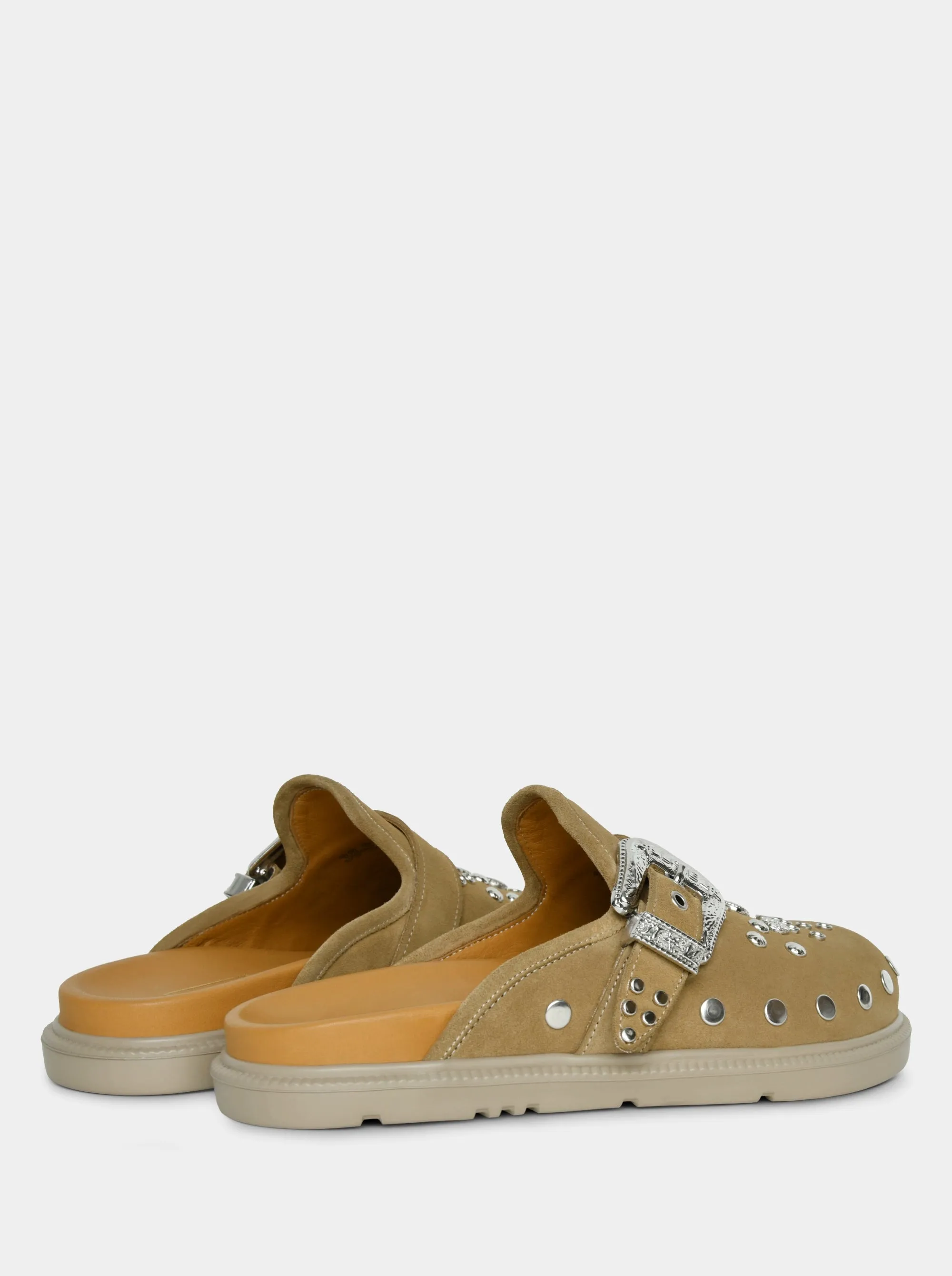 SUN CAMEL SUEDE MULES SLIPPERS