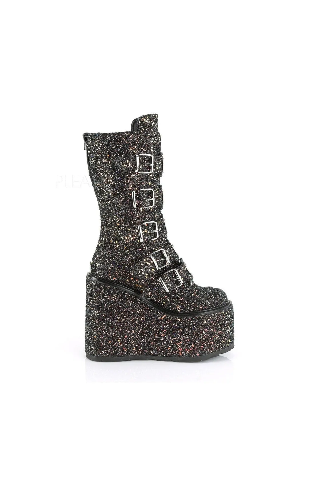 SWING-230G Demonia Knee Boot | Black Glitter