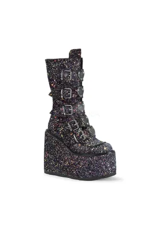 SWING-230G Demonia Knee Boot | Black Glitter