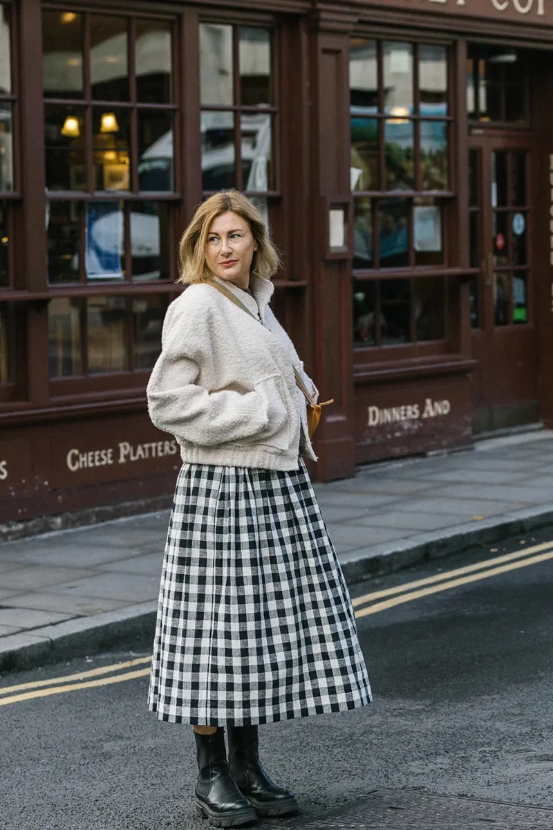 Tina Gathered Midi Skirt Gingham Kala Cotton