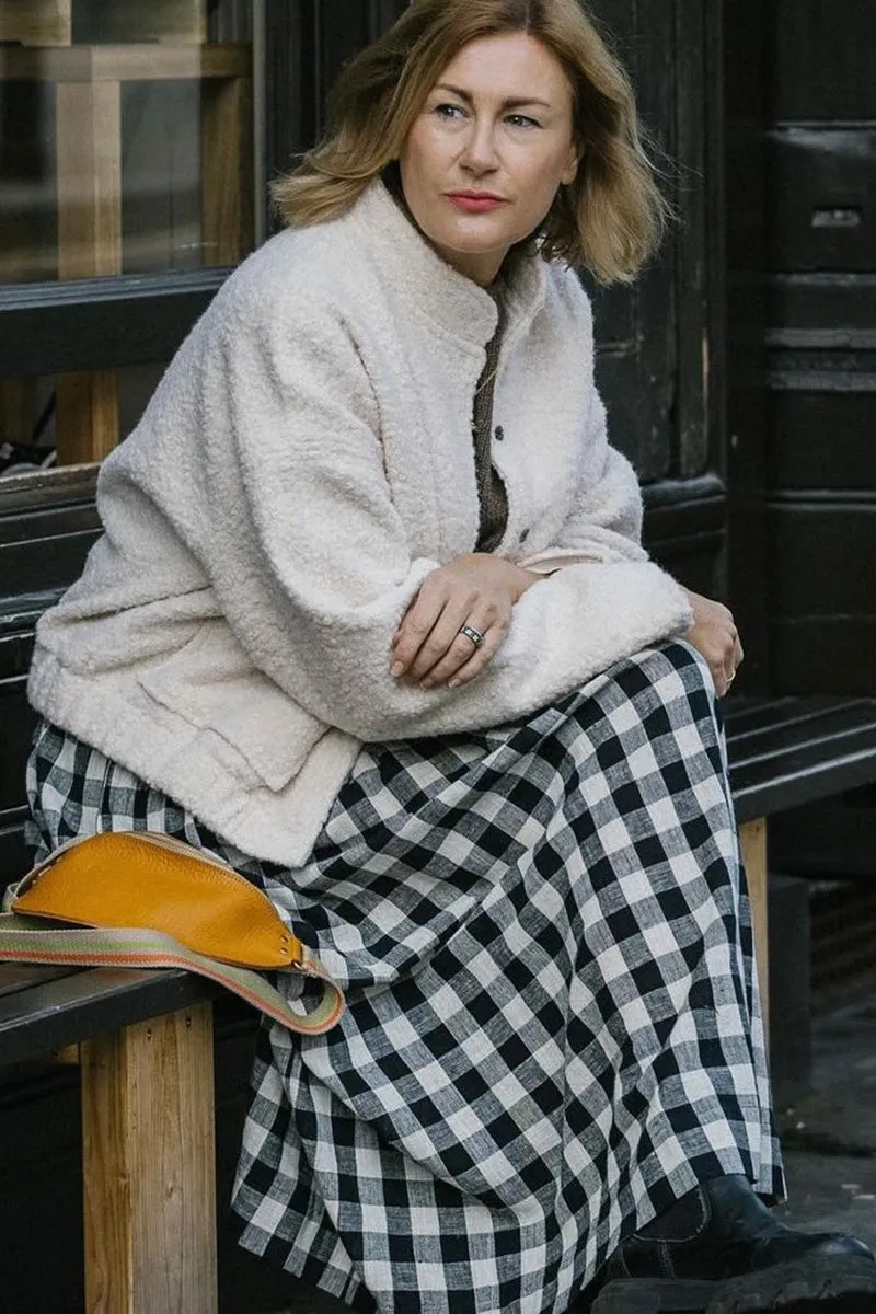 Tina Gathered Midi Skirt Gingham Kala Cotton